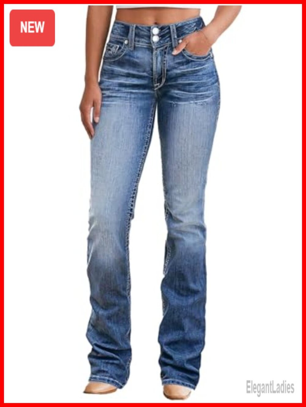High Waist Boot Cut Jeans for Women Flare Denim Pants Stretch Cotton